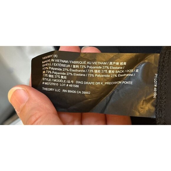 Theory Diagonal Drape Dress Cocktail Business Preppy Old Money Sz 2 - Picture 9 of 14